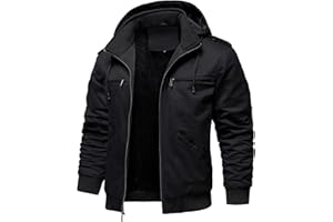 HOOD CREW Winterjacken für Herren Warme Fleecejacke Baumwolle Mantel mit Kapuze Übergangsjacke Militär Cargojacke mit Taschen