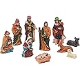 KROGER Collectible Figurines Christmas Nativity Figurine - Nativity Scene Statue with Wooden and Moss StableNativity Set with 10 Figures