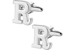 HAWSON letter A-Z uppercase silver-plated/gold cuff cufflinks, used as a formal business gift for marriage with a tuxedo shirt