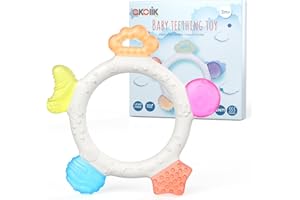akolik Beißring für Babys, Beißring Baby Beißspielzeug aus Silikon, BPA-frei Zahnungshilfe Baby, Zahnen Baby Spielzeug, Leicht zu Greifling Beissring Baby für 3+ Monate Babys