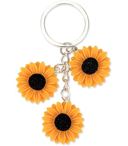 2 Stück Geflochtene Sonnenblumen Anhänger - Auto Rückspiegel Deko Handgefertigt | Süße Blumen Deko