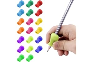 Lixiluxia 20 st barn blyertspennhandtag, ergonomisk pennhandtag, suddgummi silikon penngrepp, grepp pennstång, skrivhållnings