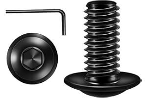 Valorada M5 Bolts, M5 x 12mm Flanged Button Head Screws Allen Socket Bolts Stainless Steel 304 Black Finish with Hex Spanner Pack of 20