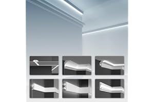 PAM PANORAMA Profilo da incasso a LED in polistirene con rivestimento duro, modanature in stucco per cartongesso, applique da parete per interni, profili angolari per bagno, 1,15 m, KD401