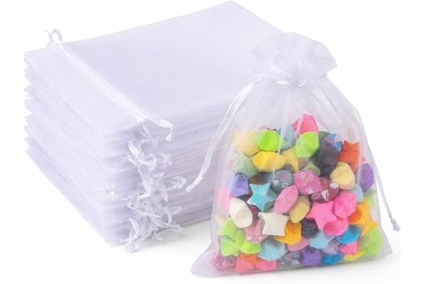 G2PLUS 100PCS Sacs Organza,Sachets Pochettes Cadeau en Organza Sac à Bijoux,Sachets pour Lavande pour Bijoux Cadeaux Bonbons Marriage-10x15cm Blanc