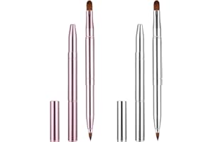 SLIVERDEW 2 Pack Retractable Lip Brush for Lipstick, Double-Ended Lip Makeup Brushes Retractable with Cap Lip Gloss Lipstick Brush Applicator Travel