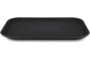 Grunwerg Plastikowa gumowana antypoślizgowa, antypoślizgowa taca na żywność, prostokątna, 40 x 30 cm, czarna
