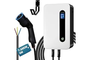 LEFANEV Stazione di Ricarica per Veicoli Elettrica 32A 7,4KW Wallbox Monofase Colonnina Ricarica Auto Elettrica 6M Cavo con Display, Spina Terminale Auto Tipo 2 per Veicoli Elettrici e Veicoli Ibridi Plug-in