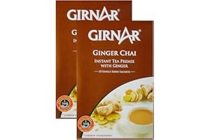 Girnar Ginger Chai 10 Single Serve Sachets (Pack of 2) – Instant Premix With Ginger Tea Bags - Made With Ginger, Natural Tea Extract And A Mixture Of Aromatic Indian Spices