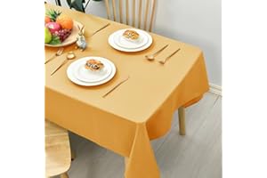 Hiasan Glatt Tischdecke Fleckenabweisend Tischtuch mit Lotuseffekt Leicht Wasserabweisend Tischwäsche, Dunkel Gelb, 130x180cm