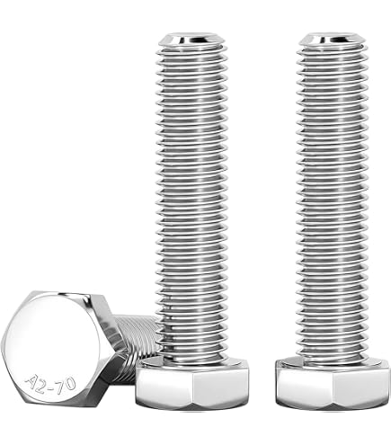 Boulon à Tête Hexagonale M8x50mm - Grade 8.8, Fileté Complet, Filetage à Gauche, Noir