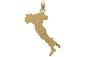 BIG BANG BIJOUX Pendentif carte Italie Plaqué Or 18 carats - Neuf - pendentif italie italia botte en plaque or - cadeau homme femme enfant anniversaire