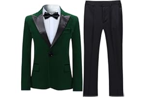 Sliktaa Boys Wedding Suits 2 Pieces Slim Fit Velvet Peak Lapel Tuxedo Jacket Pants 3 Colors