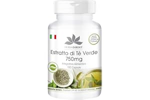 HERBA DIREKT Estratto di tè verde 750 mg capsule - 100 capsule - polifenoli - catechine - EGCG - caffeina - ad alto dosaggio - vegano | HERBADIREKT by Warnke Vitalstoffe - Qualità farmaceutica tedesca