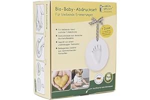 GRÜNSPECHT Bio-Baby-Abdruckset, 1 Dose Abdruckmasse & Zubehör, Baby Handabdruck & Fußabdruck, aus zertifizierter Bio-Kartoffelstärke, Geschenk Geburt (678-00)
