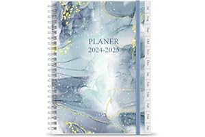 GETVOW Terminplaner 2024-2025 - Juli 2024 bis Juni 2025, Kalender 2024-2025 bis 30 Minuten-Intervalle, A5 Wochenplaner mit Monatsregistern, einfache Organisation des täglichen Lebens, 14,8×21cm, Blue