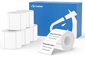 CLABEL 6 rotoli da 40 x 30 mm, colore bianco termico, per stampante di etichette, autoadesive, per scuola, impresa, negozio, casa, 230 pezzi/rotolo (1,57 x 1,18")