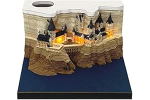 QCSTORE Blocnotes 3D Magic Castle Notes autocollantes Papier Brique de construction Décoration 3D Autocollant Harry Potter Post Notes Artisanat Maison d'arbre Poudlard Château de