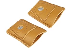 GLOGLOW Cuir pièce de monnaie Dé à Coudre, 2 pcs Grande taille Cuir Dé à Coudre Protège Doigt Définit avec pointe en métal à coudre Aiguilles de pin partenaire