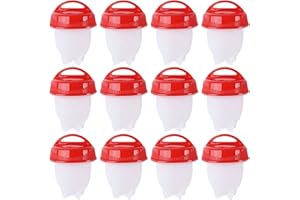 WideSmart 12PCS Eierkocher Eierkocher ohne Schale Silikon Eierkocher Set Eierbecher zum Kochen von Eiern Antihaft-Eierpochierer für weiche und hart gekochte Eier ohne Schale Eierkocher