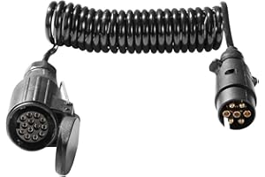 ‎JVJ JVJ Adapterkabel 7 auf 13 Polig Spiralkabel 3m Adapter Anhänger Verlängerungskabel Verbindung Verbindungskabel mit Stecker 7 Polig und Steckdose 13 Polig für 12V Wohnwagen KFZ Wohnmobil PKW