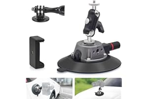 ZQZiQi 6″Kamera Saugnapfhalterung mit Kugelkopf Magic Arm und 1/4″Schraube,Saugnapf Halterung,Kamera Autohalterung,Saugnapfhalterung für Kamera/Action Kamera/Telefon