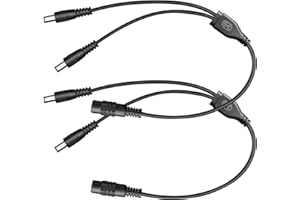ANLINK DC Power Splitter Cable-2 Pack Noir, 1 Femelle à 2 Mâle 5.5mm * 2.1mm Cordon Adaptateur de Sortie d'alimentation