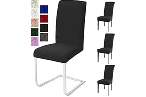 EOZAKAVOD Pokrowce na Krzesła do Jadalni Zestaw 4 Pokrowce na krzesła z Oparciem Uniwersalny Pokrowce na Krzesło zdejmowane, pokrowców na krzesła do Hotelu, na Ceremonię, Restauracji(Czarnyszary, Zestaw 4)