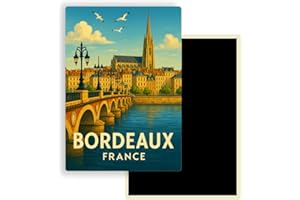 FITYO Magnet Frigo Ville Touristique d'europe – 78 Modèles au Choix – Souvenirs Vacances – Aimant Réfrigérateur – Cadeau Original – Rectangle - 1 Unité (Bordeaux, France​)