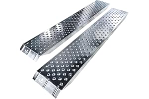 VOUNOT® Loading Ramps, Set of 2 Heavy Duty Steel Ramps, for Van, Lawnmower, ATV, Quad Motorcycle, Capacity 400 kg, 160 x 23 x 5 cm