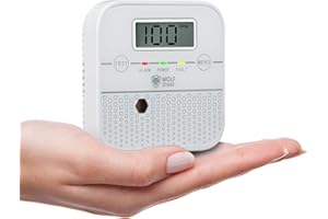 WOLF SHIELD Carbon Monoxide Alarm CO Detector Battery Sealed 10 Year life Portable Mini Carbon Monoxide Monitor with Display Test Silence Button for Home,Campervan and More