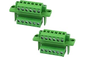6 Pin PCB Vis Connecteur à, LNSYSNS Bornier Carte Electronique, Bornier à Souder Vert Tension 300V, Courant 15A - Connecteurs de Bornier à Vis PCB au Pas de 5,08 mm