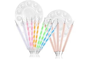 SENHAI 15 Stck Punktiertools & 2 Stck Runde Paletten, Ball Stifte Maniküre Schönheit Dot Pen Werkzeug Malvorlage Kits zum Keramik Lehm Modellieren Prägung Nagel Kunst