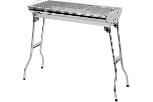 Rostfritt kolgrill, XXL träkolgrill, stor storlek hopfällbar BBQ kolgrill robust bärbar kolugn-73 x 33,5 x 70 cm