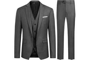 Allthemen Costumes Hommes 3 Pièces Mariage Un Bouton Slim Fit Vests de Smoking Couleur Pure Formel Veste Gilet et Pantalon