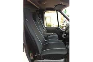 Carseatcover-UK® Heavy Duty Fabric Van Seat Covers - Black with GREY Trim - Fits Most Vans - Single & Double [CHOICE OF 6 COLOURS]