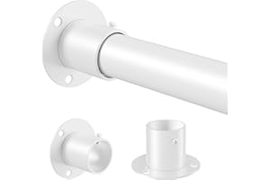 Venwemong Asta appendiabiti regolabile, in acciaio inox, con viti, per armadio e zona spogliatoio, bianco, diametro 25 mm