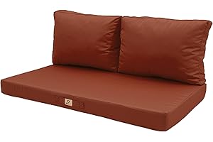 deco arts Coussins pour Salon de Jardin Déhoussable - Coussins extérieur - 120x60 cm - Coussin de Remplacement pour Fauteuil, Banc & Chaise d'extérieur - Imperméable & Confortable - Terracotta