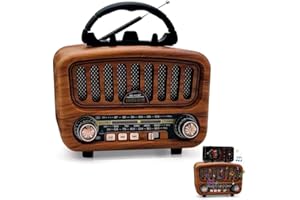 PEELANMALL AM/FM/SW Retro Radio mit Bluetooth 5.0, Nostalgie Radios Klein mit 1800mAh Akku, Küchenradio & Kofferradio mit 5-W-Lautsprecher, Unterstützt USB/TF/AUX, Vintage Radio für Zuhause, Büro, Outdoor