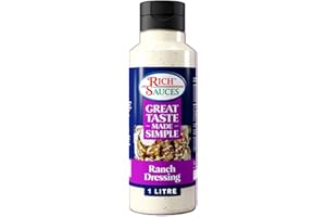 RICH SAUCES GTMS Vegan Ranch Dressing 1L | Rich & Tangy Garlic & Herbs | Plant Based Ranch Sauce with White Wine Vinegar, Lemon & Spices | Pourable Salad Dressing & Dip