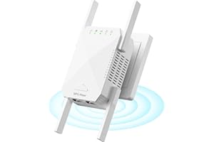 WiFi Extender Booster, Edtiske 1200Mbps WiFi Booster, 4 Antennas WiFi Extender 5GHz & 2.4GHz Dual Band WiFi Repeater, with Ethernet Port, UK Plug