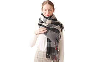 LumiSyne Invernale Sciarpa Scozzese In Cashmere Con Nappa Per Donna Uomo Scialle a Quadri Classico Tartan Stole Grand Pashmina Morbido e Ispessito