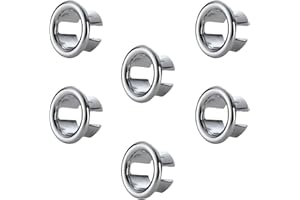 YHQZ 6 Pcs Sink Hole Replacement Overflow Hole,Sink Hole Cap,Drain Cap Cover Insert in Hole,Sink Overflow Ring,Round Basin Overflow Trim For Home,Hotels,Shopping Malls,Factories(Silver)