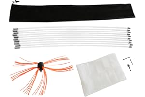 MONSTER SHOP Chimney Powered Sweeper Kit Rotary Cleaner Brush Cleaning Sweeping Brush 10m Fireplace Flue Wood Burner Reinforced Nylon Flexible Rods Free Dust Sheet Free Storage Bag Includes Drill Adapter