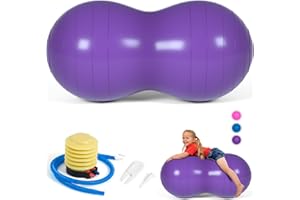 DASKING Peanut Ball, Balle de Massage pour Yoga Pilates Physiothérapie, Anti-Burst Ball d'exercice 90x45cm avec Pompe à Main, Gym Qualité Fitness Ball pour Grossesse, Enfants, Femmes, Hommes