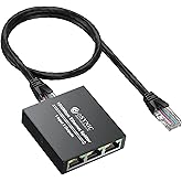 eSynic Gigabit Ethernet Switch Splitter 1 to 3 1000Mbps, RJ45 Duplicator | 1 Input 3 Outputs, Three Ethernet Networks Connect