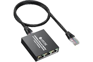eSynic Switch Ethernet Splitter Gigabit 1 a 3 1000Mbps, Duplicador RJ45 con Cable USB 1M y Red 0.5M, Carcasa Metálica para Mejor Disipación, Plug&Play Compatible con Cat5/6/7/8