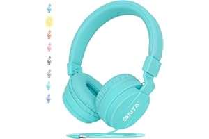 ONTA®Pliable on Ear Casque Audio Enfant,Réglable Léger Écouteurs pour Enfants pour Ttéléphonesphones/iPhone/Tablettes/iPad/PC/MP3/MP4 - Vert Clair