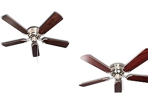 Pepeo Kisa Deluxe 105620192_OL Ventilateur de plafond en nickel brossé sans lumière Pales en bois de rose/noyer foncé