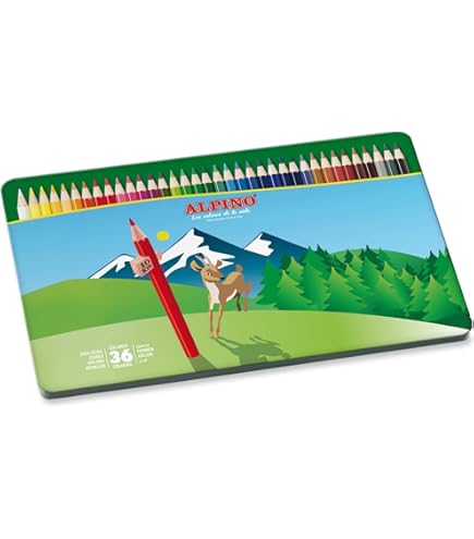 Alpino Schulset - 12 Buntstifte + 12 Marker + Etui + Aquarellfarben + Schere